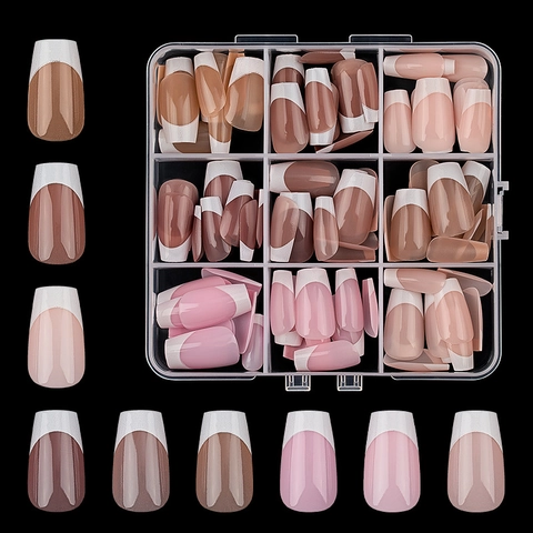 Glossy French Press On Nails ABS Coffin Ballerina False Nails Full Cover Artificial Fingernails For Women