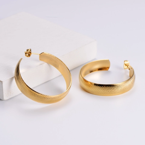 Orecchini A Cerchio Minimalisti In Acciaio Inossidabile Placcato Oro 18 Carati Gioielli Geometrici A Forma Di C Per Donna