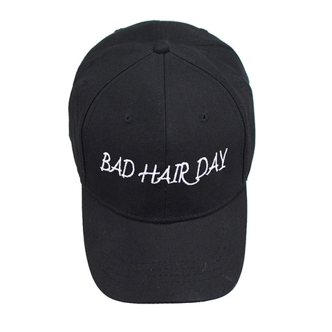 Casquette de Baseball Broderie Bad Hair Day Coton Réglable Dad Hat Décontracté Extérieur Protection Solaire Bord Incurvé Homme Femme