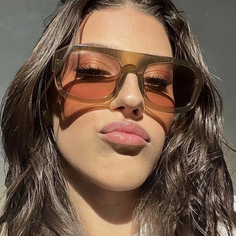 Minimalist Single Bridge Pilot Square Sunglasses For Women Men Fashion ins Style UV400 Outdoor Sun Protection PC AC Eye Glasses