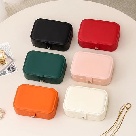 Portagioie Portatile Custodia Organizer Pelle PU Impermeabile Archiviazione Viaggio Per Anelli Orecchini Collane Colore Solido