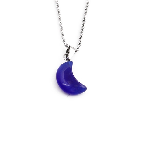 Collar Con Colgante De Luna Creciente Acero Inoxidable Cadena De Cuerda Piedra Preciosa Sintética Joyería Mujeres Hombres