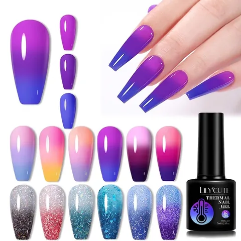Esmalte De Uñas Térmico Gel Cambio De Color Temperatura UV LED Remojo Degradado Purpurina Brillo Bricolaje Arte De Uñas