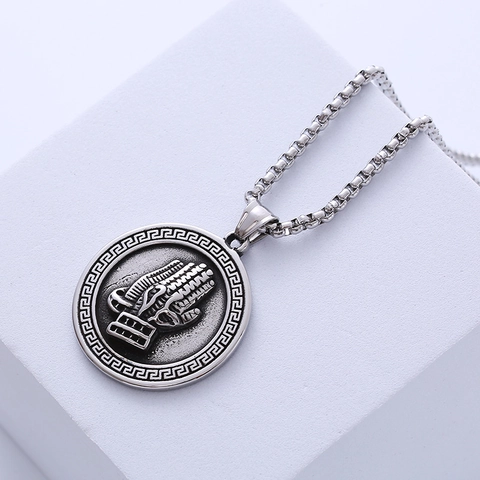 Collana Con Pendente Mani In Preghiera Da Uomo Acciaio Inossidabile 316L Bordo Greco Gioielli Retro Hip Hop
