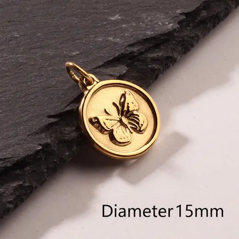 Retro Butterfly Swallow Pendant Necklace Stainless Steel Gold Plated Embossed Animal Charms DIY Jewelry For Women