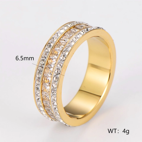 Pave Zirkonia Band Ring 304 Edelstahl Full Star Geometrischer Modeschmuck Für Paare Frauen Männer Chic