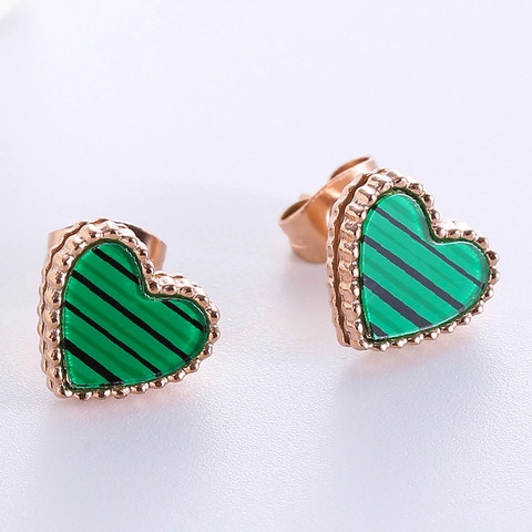 Hart Oorknopjes 316L Roestvrij Staal Kralenrand Emaille Perzik Hart Minimalistische Mode-Sieraden Voor Dames