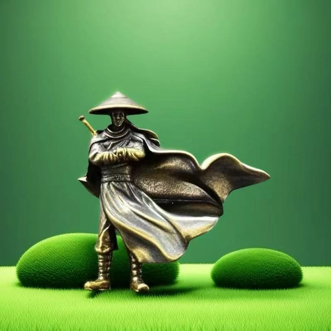 Miniature Brass Figurines Chinese Zen Style For Aquarium Fish Tank Landscaping Bonsai Decor Vintage Metal Character