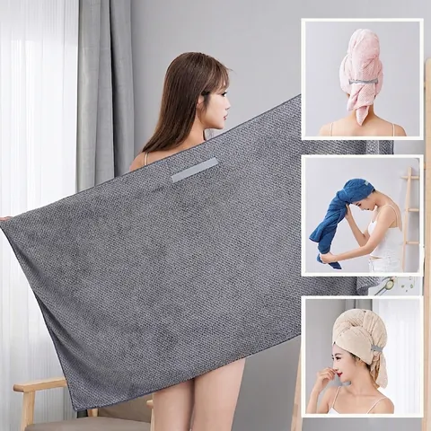 Women Hair Drying Cap Super Absorbent Coral Fleece Quick Dry Turban Waffle Weave Thick Soft Microfiber Shower Towel
