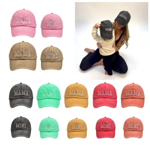 Cappelli Da Baseball In Cotone Lavato Vintage Ricamo MAMA MINI Cappello Da Sole Regolabile Per Madre Figlio Coordinati