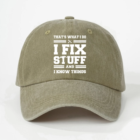 Unisex Πλυμένο Βαμβακερό Καπέλο Μπέιζμπολ Distressed Ρετρό Στυλ Εκτύπωση Γραμμάτων I Fix Stuff Ρυθμιζόμενο Καπέλο Outdoor Sport