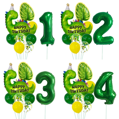 Dinosaurier Geburtstag Ballon Dekoration Aluminiumfolie Und Latex Digitale Nummer Cartoon Wald Thema Babyparty