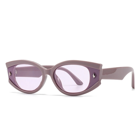 Retro Cat Eye Zonnebril Dames Kleine Ovale Plastic Frame UV400 Bescherming Trendy Street Style Vintage Metalen Klinknagel