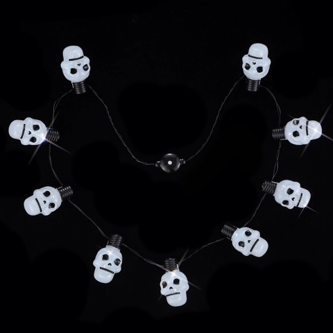 Collar de Calavera con LED de Halloween Collar con Colgante de Calavera Fantasma Brillante Para Decoración de Fiesta de Disfraces