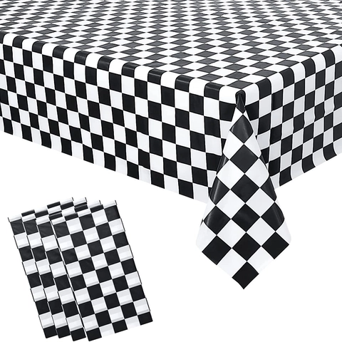 Mantel De Plástico Desechable Impermeable Con Lunares Y Cuadros Rectangular Para Decoraciones Temáticas De Fiesta De Carreras De Cumpleaños