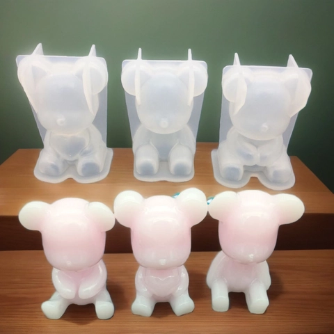 3D Sitting Bear Silicone Mold High Transparency Mirror Finish For DIY Resin Epoxy Aromatherapy Gypsum Candle Making Cute