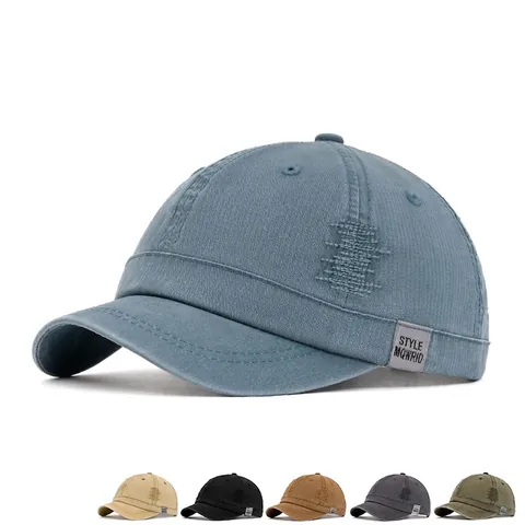 Gorra De Béisbol De Ala Corta Algodón Lavado Vintage Ajustable Sombrero Sombrilla Para Hombres Mujeres