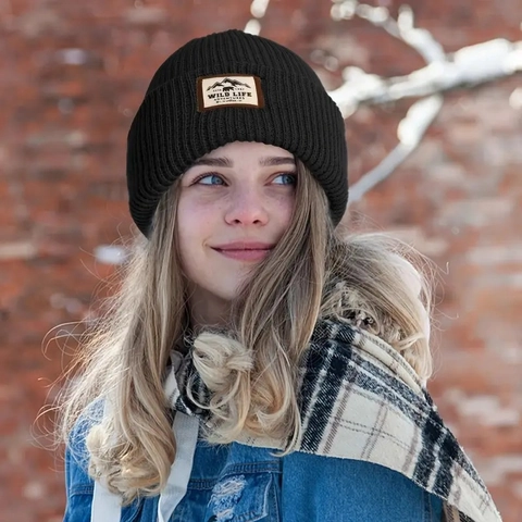 Gorro De Punto Acrílico Cálido Invierno Acanalado Al Aire Libre Wild Life Adventures Parche Para Hombres Mujeres