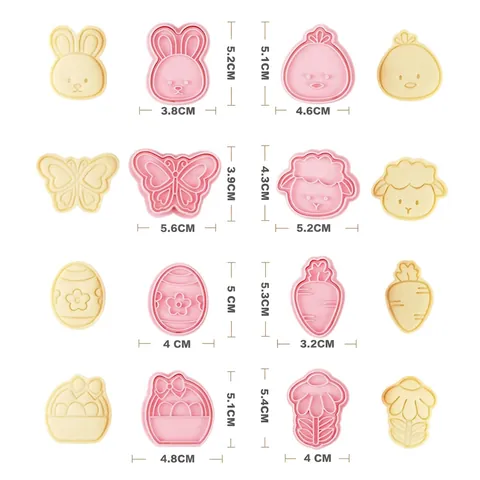 Ostern Ausstechformen 3D Presse Keksformen Kunststoff Cartoon Hase Ei Karotte Schmetterling Schaf Blume Zum Backen DIY