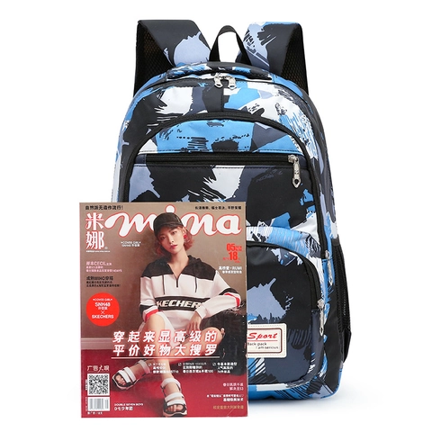 Camouflage Backpack With Lunch Bag And Pencil Case Waterproof Nylon School Bags For Students Casual Travel