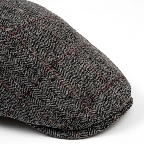 Men Flat Cap Wool Blend Tweed Herringbone Plaid Retro British Style Newsboy Beret Hat Adjustable Warm Winter