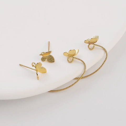 Vlinder Oorknopjes En Haken 14K Verguld Koper Met Zilveren Oorbellenstift Voor DIY Sieraden Maken Accessoires