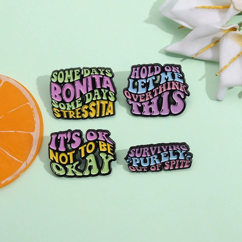 Pines De Esmalte Aleación Broches De Eslogan Creativo Citas Inspiradoras Insignias Para Ropa Bolsas Joyería De Moda Regalo