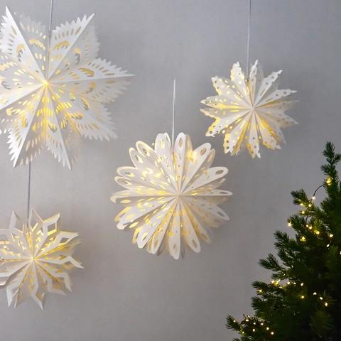 Ornements Suspendus Modernes en Papier Ajouré Flocon de Neige Étoile pour Noël Fête Maison Décoration de Vitrine
