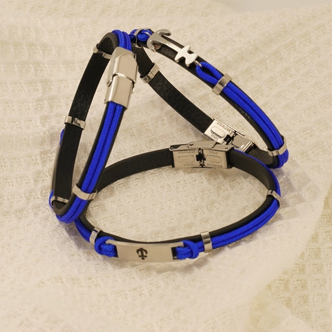 Nautical Anchor Bracelet Stainless Steel Braided Leather Rope Trendy Casual Men Women Hand Jewelry