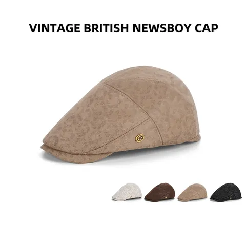 Coppola Stile Britannico Retrò Poliestere Stampa Leopardata Regolabile Ivy Cap Con Fibbia In Metallo Per Uomini Donne