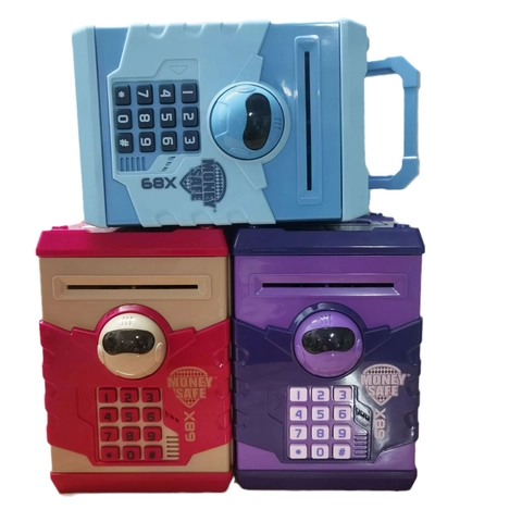 Electronic Piggy Bank ATM Savings Box Auto Rolling Paper Money Password Lock Plastic Safety Vault For Kids Gift