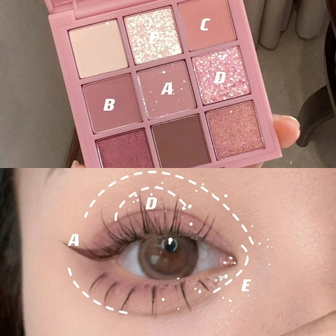 Nine Colors Eye Shadow Palette Matte Shimmer Glitter High Pigment Waterproof Long Lasting Cosmetic Makeup