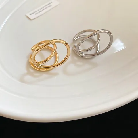 Geometric Multi Layer Open Ring Minimalist Metal Hollow Circle Finger Jewelry For Women Trendy Party Daily Fashion Modern Accessory