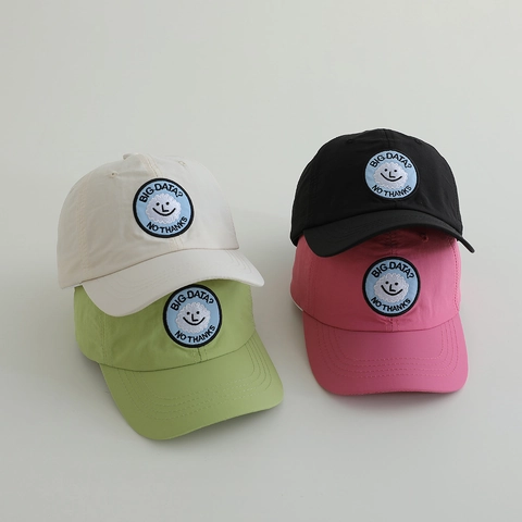 Kinder Schnelltrocknende Baseballkappe Wolken Smiley Stickerei Aufnäher Outdoor Sonnenschutz Gebogene Krempe Hut Für Jungen Mädchen