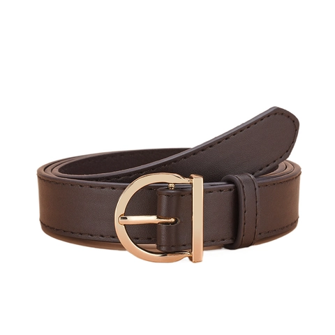 Cintura da Donna alla Moda in Pelle PU Con Fibbia in Metallo a D Dorata Cinturino Casual Vintage per Jeans Abiti Pantaloni