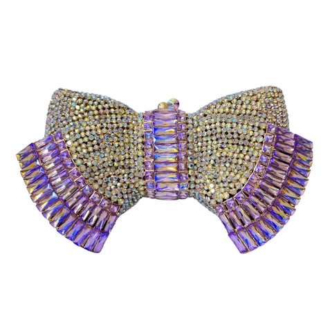 Pochette Da Sera Con Fiocco Strass Cristallo Lusso Festa Matrimonio Borsa Formale Elegante Luccicante Accessorio Donna
