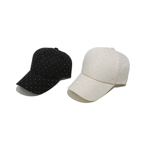 Casquette De Baseball En Strass Polyester Étincelant Motif Ciel Étoilé Protection Solaire Visière Courbée Chapeau Mode Femme