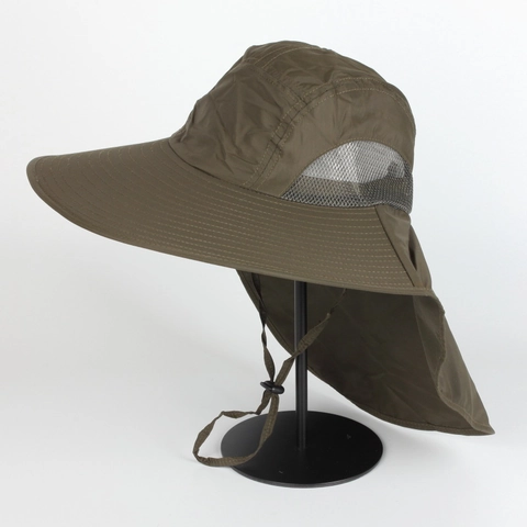 Zonnehoed Met Brede Rand En Nekflap Polyester Sneldrogend Ademend Mesh Vissen Wandelen Outdoor Pet