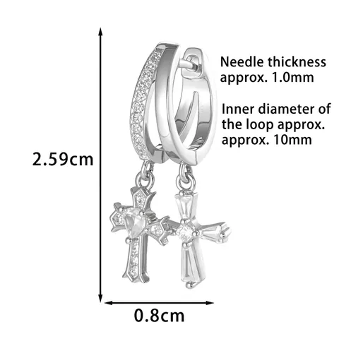 Cross Pendant Hoop Earrings Copper Zircon Inlaid Lace Edge Huggie Ear Buckle Minimalist Personalized Jewelry For Women