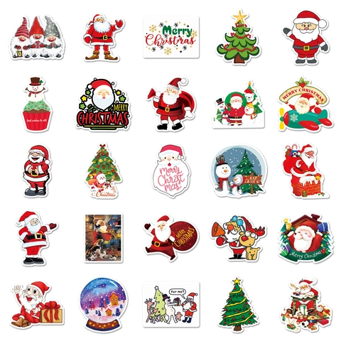 Adesivi Natalizi Impermeabili PVC Cartoni Animati Decalcomanie Per Laptop Valigia Skateboard Auto Decorazione DIY