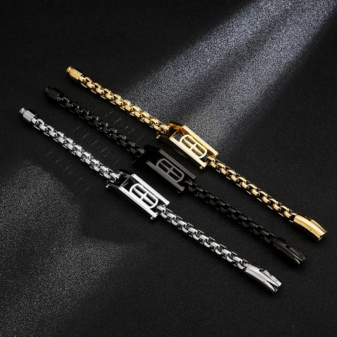 Men Chain Bracelet Stainless Steel Hollow Geometric Cross Hip Hop Rock Punk Industrial Style Jewelry Gift For Him
