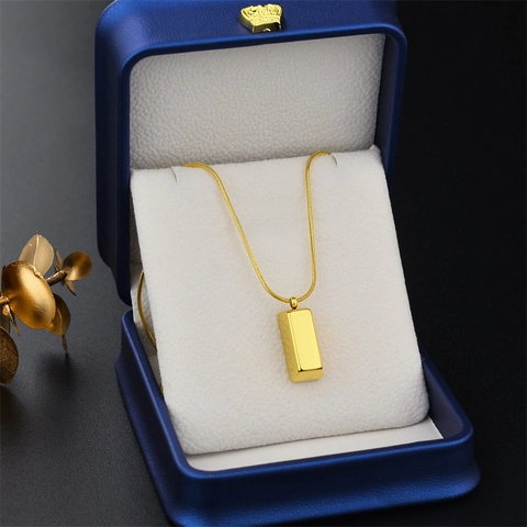 Collier Pendentif Lingot D'or Acier Titane Chaîne Serpent Minimaliste Géométrique Bijoux Pour Femmes
