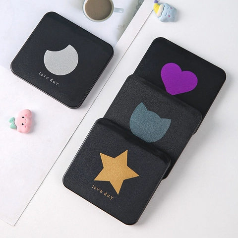 Miroir De Maquillage Portable Poche Pliante Double Face Noir Mat Petit Miroir De Vanité Pour Le Voyage