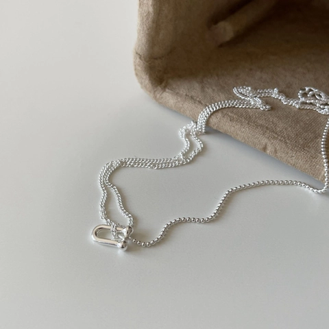 925 Sterling Silber Halskette Minimalistisch U-Förmiger Hufeisen Schnalle Anhänger Schicke Schlüsselbeinkette Für Damen