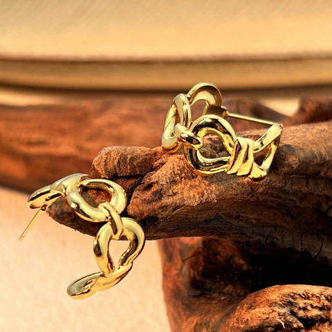 Boucles d'Oreilles Clous en Acier Inoxydable en Forme de C avec Chaîne Torsadée de Style Occidental pour Femmes Bijoux Minimalistes Plaqué Or Argent
