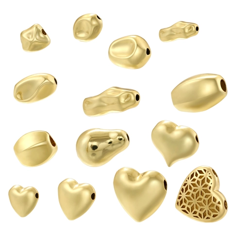Baroque Irregular Metal Beads Heart Shape Hollow Organic Texture Copper Spacer Charms For DIY Necklace Bracelet Making