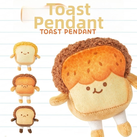Niedliche Cartoon Emotion Toast Plüsch Anhänger Schlüsselanhänger Kreative Bestickte Brot Brosche Japanische Tasche Charme Plüschtier Geschenk