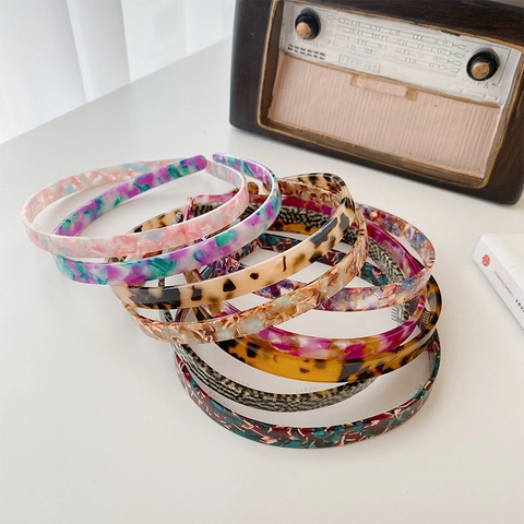 Azetat Dünne Haarreifen Für Damen Mädchen Retro Schildpatt Marmor Muster Einfache Rutschfeste Haarbänder Elegante Accessoires