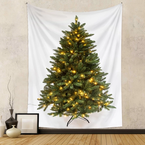 Arazzo Albero Di Natale Tessuto Poliestere Stampa Digitale Realistica Decorazione Camera Letto Soggiorno Festa