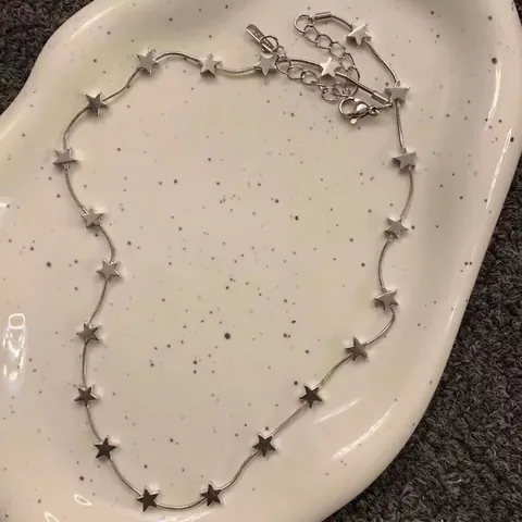 Stern Anhänger Halskette Legierung Schlangenkette Minimalistische Pentagramm Choker Für Frauen Y2K Stil Schmuck Silber